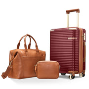 Joyway TR-009 3-Piece Carry-On Luggage Set with Swivel TSA Lock and Leather Carry Bag, Red