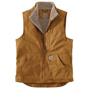Carhartt Washed Duck Sherpa-Lined Mock-Neck Vest, Water-Resistant, Brown, Large Tall, 104277-BRN