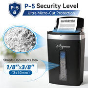 Acpouw 60-Sheet Auto Feed Micro-Cut Paper Shredder, P-5 Security Level, 5.3-Gallon Pullout Bin, Jam-Proof, Black, OA760Mi