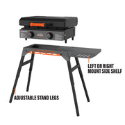 Blackstone Adventure Ready Outdoor Griddle, 2-Burner 22in Propane Flat Top Grill with Hood and Adjustable Stand, Gray, 2481