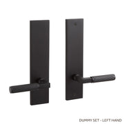 Signature Hardware EH.SSQTB.2625.42.L.BLK Straight Knurled Solid Brass Dummy Entrance Door Set Lever Handle - Left Hand - Satin Black