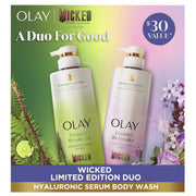 Olay Wicked Holiday Gift Pack, Hydrating Serum Body Wash Duo, Glinda Raspberry & Elphaba Cashmere Woods, 20 oz Each