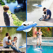 Zacro RC Battery-Powered Remote Control Boat, High-Speed 20+ MPH Racing, Blue, 2 Rechargeable Batteries, RH727