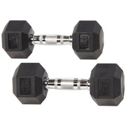 BalanceFrom DB15P Rubber Encased Hex Dumbbells, 15 lbs Pair, Black