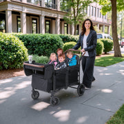 SACVON Toddler Stroller Wagon for 4 Kids, 5-Point Harnesses, All-Terrain Wheels, Cooler Bag, Black