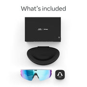 Oakley Meta Vanguard Smart AI Glasses with 12 MP Camera, Prizm Sapphire Lenses, Open-Ear Audio, IP67 Sweat-Resistant White 0OW8001 3929 46