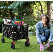 Wagon Cart with Wheels Foldable - Folding Utility Heavy Duty Wagons Carts for Grocery Sports Garden Shopping Camping
