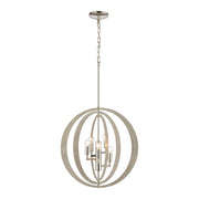 Elk Home Retro Rings 5-Light Chandelier, Sandy Beechwood Finish, 19-Inch Wide, Adjustable Height, Dimmable Lighting, Modern Style, 82066/5