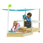 Mookie Toys Pirate Ship Sandbox Outdoor Kids Playset with Hidden 24x30in Sandbox, UV Resistant Canopy, Built-In Toy Storage, Large Size TP619U