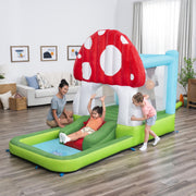 H2OGO! Mushroom Totlot Inflatable Bounce House with Slide, Splash Pool, Basketball Hoop, Indoor Outdoor Playset for Ages 3 and Up