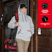 Milwaukee Women's FREEFLEX Pullover Hoodie, Black, XL, Midweight Cotton/Polyester, Long Sleeve, Adjustable Hood, Reinforced Pockets, Rib-Knit Cuffs