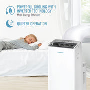 Keystone Portable Inverter Air Conditioner, 12,000 BTU ASHRAE/10,000 BTU DOE, White, Cools Up to 450 Sq Ft, Remote Control, Washable Filter, Model KSTAP10PINV
