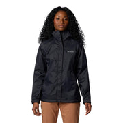 Columbia Women's Arcadia II Rain Jacket, Waterproof Omni-Tech, Lightweight, Packable, Black, Large, 153411