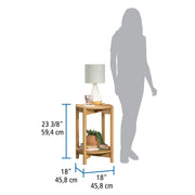 Mainstays Round Modern Dowel End Table with Two Open Shelves, Natural Teak Finish, Wood Composite, 18 in