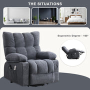 JONPONY Power Lift Recliner Chair with 8-Point Vibration Massage, Lumbar Heating, USB Charging Port, Alloy Steel Frame, Blue