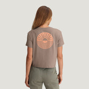 Free Fly Women's Sun Ripple Crewneck T-Shirt, Ultra-Soft Tri-Blend Fabric, Heather Fossil, Medium
