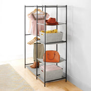 Whitmor Double Rod Closet with 5 Shelves, Heavy-Duty Steel Frame, Matte Black, Portable Closet Organizer, 6898-11296