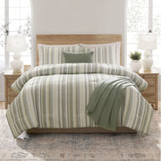 Mainstays Yarn Dyed Stripe 5-Piece Comforter Set, Green and White, Full/Queen, Includes Comforter, Shams, Decorative Pillow, Throw, MSD566170522052
