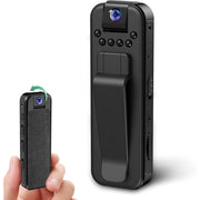 Stock Preferred Mini Body Cam 1080P HD Video Recorder with Night Vision, 180 Rotatable Lens, Clip-On Action Camera, Built-In Battery, Black
