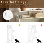 Manora Wooden Shoe Storage Cabinet, 2 Flip Doors, Holds 18-24 Pairs, Rustic White, SR25293