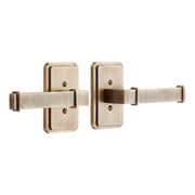 MNG 505 Solid Brass Dummy Interior Door Set w/ Sculpted Flat Lever Handle - Left Hand - No Backset - Antique Brass