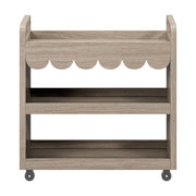 House of Happy Scallop Art Cart, Natural Finish, Three Shelves, Dual Chalkboard Sides, Locking Metal Casters