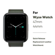 Wyze Smartwatch Band Genuine Leather Replacement Strap Forest Green Adjustable 22mm Width WWSTRPFG