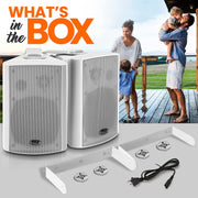 Pyle Pro-Active Wall Mount Speaker System, 5.25 in Subwoofer, 600W Max Power, Bluetooth 5.0, White, PDWR59BTW