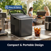 Simzlife Portable Countertop Ice Maker, 26 lb Daily Output, 9 Bullet Ice Cubes in 6 Minutes, Small and Large Ice Sizes, Self-Cleaning, 1.1L Water Tank, Black, IM021-B1BL