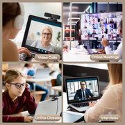 Novodesk 2K Webcam, Dual Noise-Reducing Microphones, Autofocus, Privacy Cover, Tripod Stand