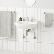 Signature Hardware Rainsville 23in Porcelain Wall-Mounted Bathroom Sink, White, 3 Faucet Holes at 8in Centers, Overflow, 953839-8