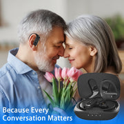 KIBVOE Rechargeable In-Ear Sound Amplifier, 16-Channel DSP, Noise Cancelling, Magnetic Charging Case, Black, LK-202213