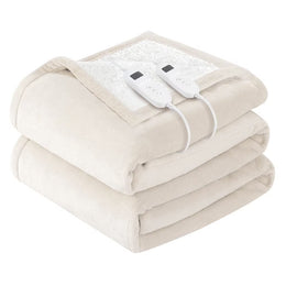 COWIN Flannel and Shu velveteen Heated Blanket with 10 Heating Levels, King Size