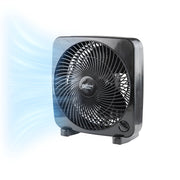 Comfort Zone 9-Inch Portable Box Fan, Black, 3-Speed Settings, Quiet Operation, Lightweight, CZ12396
