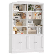 Homfa 73in Tall Double Row Bookshelf with 4 Doors, 6-Tier 8 Cubes Display, Adjustable Shelves, White, H-053271A