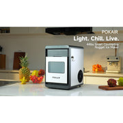 PokAir Smart Nugget Ice Maker Countertop, Wi-Fi App Controlled Portable Ice Maker, 44 lb/Day, Soft Chewable Pebble Ice, Self-Cleaning, Stainless Steel, HZB-20EN