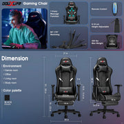 Douxlife GC-RC03 Professional Full Body Massage Gaming Chair with Footrest, Black