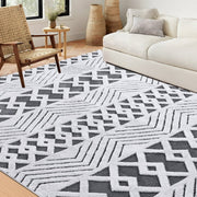 Nefoso N24CE06 Shag Area Rug, 8ft x 10ft, Gray & White