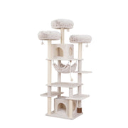 Vibrant Life 8-Level Cat Tree Sanctuary with Condos, Hammock, Perches, 6' High Beige
