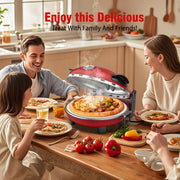ONSON 12-Inch Countertop Pizza Oven with Removable Ceramic Stone, Heats up to 800F, Independent Top and Bottom Controls, Red
