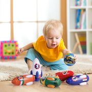 IPlay ILearn Rocket Bowling Set, Educational Foam Toy with 6 Numbered Pins and 2 Planet Balls, Safe Indoor Play, BWL-13
