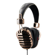 I-MEGO Headphones, Throne Gold, Leather Headband and Soft Pouch, Gold