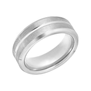 Brilliance Fine Jewelry Men's Tungsten 8MM Grooved Comfort, Silver, 12