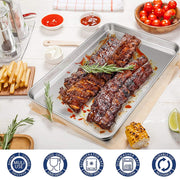Vesteel Stainless Steel Baking Sheets, Set of 12, 18 x 13 Inch Rectangular Cookie Pans, Mirror Finished, Non-Stick, Dishwasher Safe