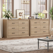 Homfa HFT-PB-026 47.2'' 6 Drawer Double Dresser, Oak