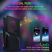 Uberwith Faceplate for PS5 Slim Disc Edition, Black, RGB Light Strip with 400+ LED Effects, Dust Filter, Cooling Vents, Console Cover Kit