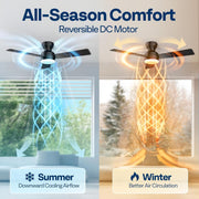 SPECSTAR 42 Inch Low Profile Ceiling Fan with Dimmable 3-Color LED Light, Remote Control, 6+1 Speeds, Reversible DC Motor, Black, Flush Mount