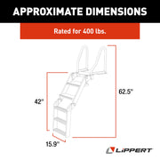 Lippert Pontoon Boat Ladder, Slip-Resistant Steps, Stainless Steel Handrails, Powder-Coated Aluminum, Saltwater Rated, 400 lb Capacity, 2025041871