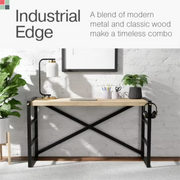 Stead Industrial Computer Desk Table - 55-Inch Oak with Steel Frame - Thick Desk for Work & Study - Melamine Laminate Top - Adjustable Foot Pads