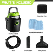 WORKPRO Wet Dry Vacuum 2.5 Gallon 3 Peak Horsepower Portable Shop Vacuum Cleaner Black W125080A